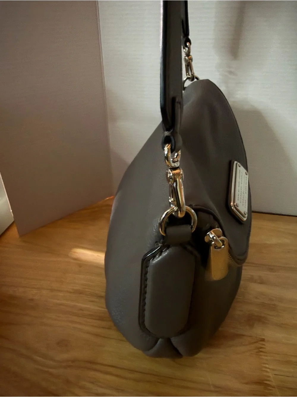 Marc by Marc Jacobs New Q Mini Natasha Gray Leather Crossbody